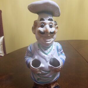 VINTAGE 1960s JOLLY ITALIAN CHEF KITCHEN UTENSIL HOLDER CERAMIC 11.50"